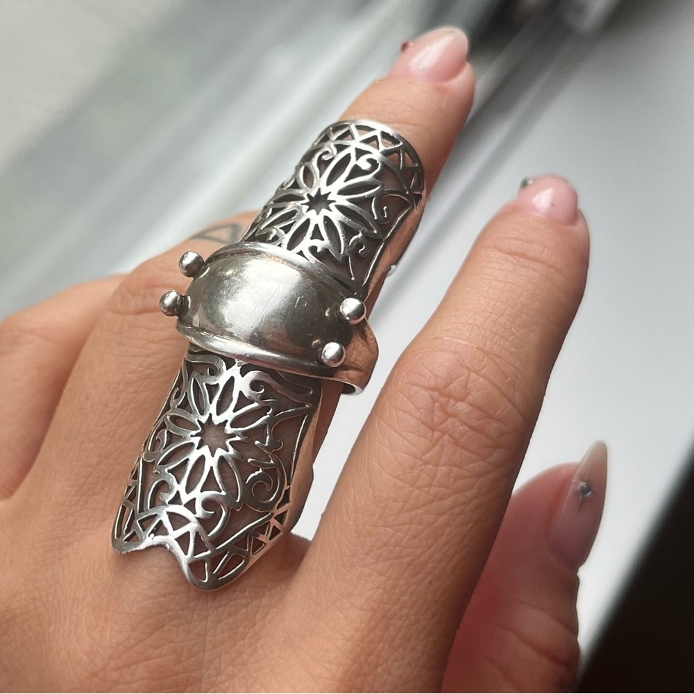 Sterling silver 925 articulated finger armor knuckle victorian‎ goth ring​
